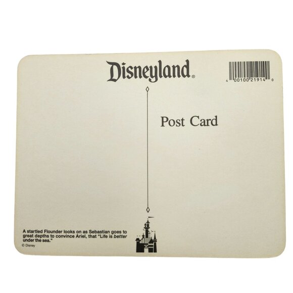 Vintage 90s Disneyland The Little Mermaid Ariel Sebastian Flounder 5x7 Postcard - Picture 2 of 2